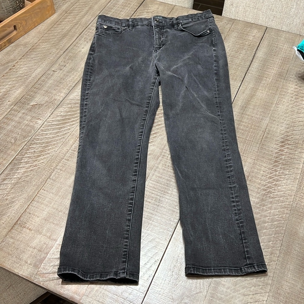 Lauren Ralph Lauren Size 14 Premier Straight cropped black Jeans EUC